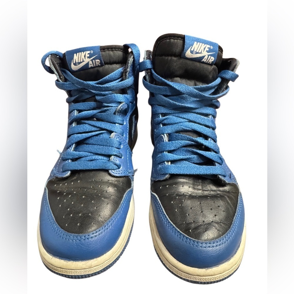Nike Black and Blue Sneakers High-Top Leather - Picture 4 of 14